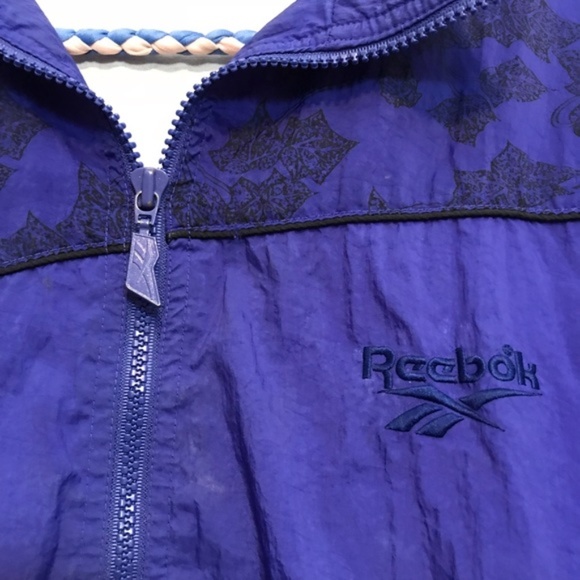 Vintage REEBOK Purple Leaves Windbreaker Small - Picture 6 of 8